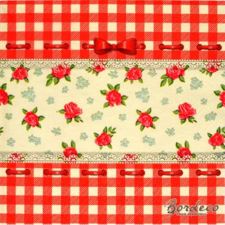 Serwetka do decoupage kratka w Country styl 33x33 PAW